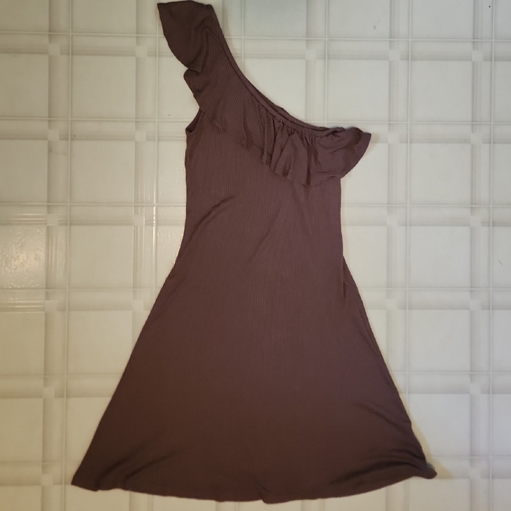 American Eagle Outfitters One Shoulder Brown Dress